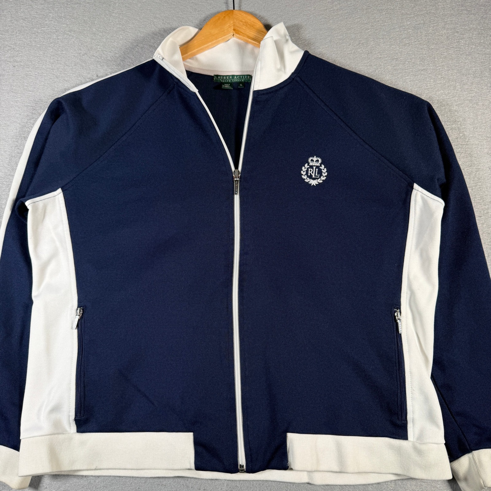 Vintage Lauren Active Ralph Lauren Womens Navy Track Jacket Zip Up Crest Xl